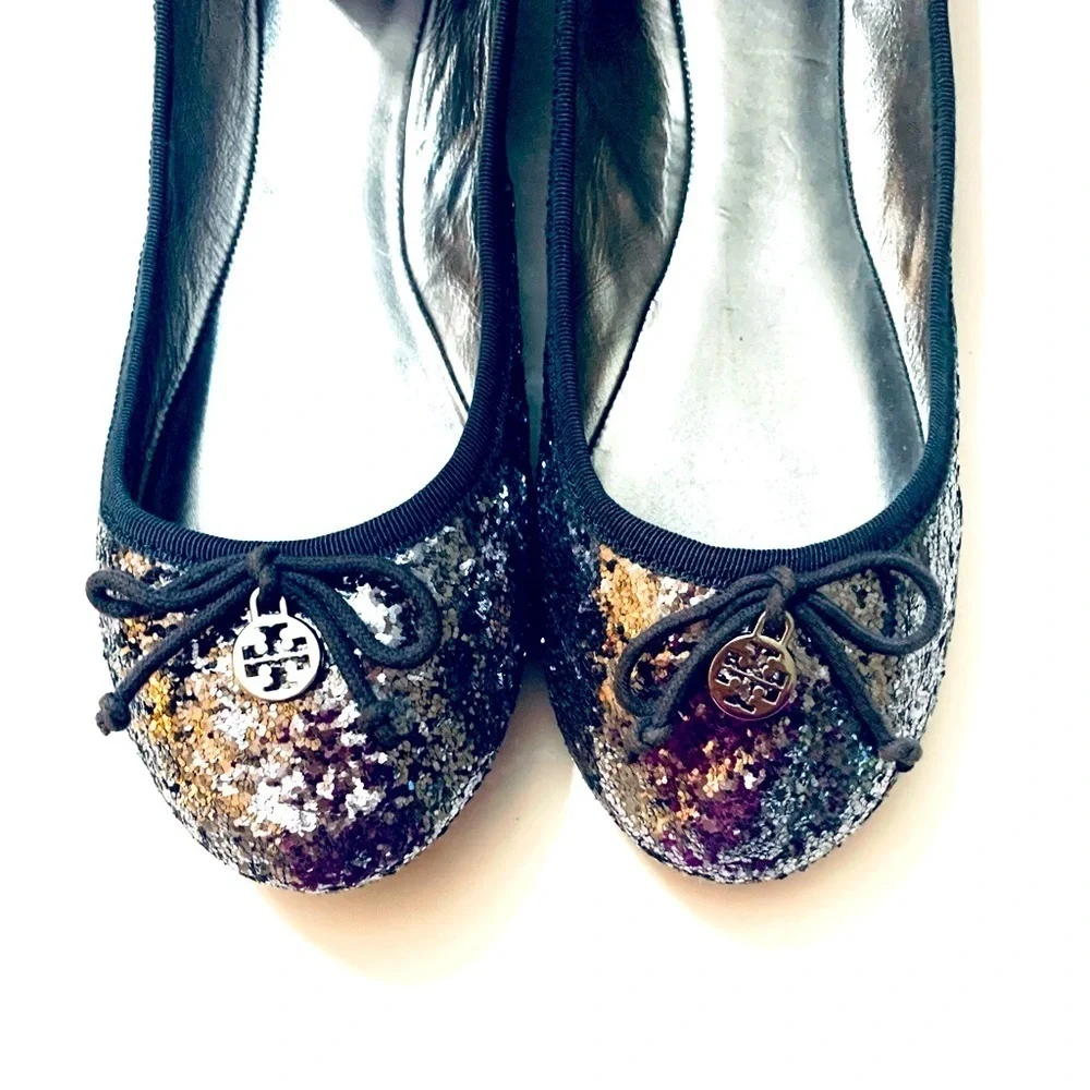 TORY BURCH Chelsea Ballet Glitter Grosgrain Flats